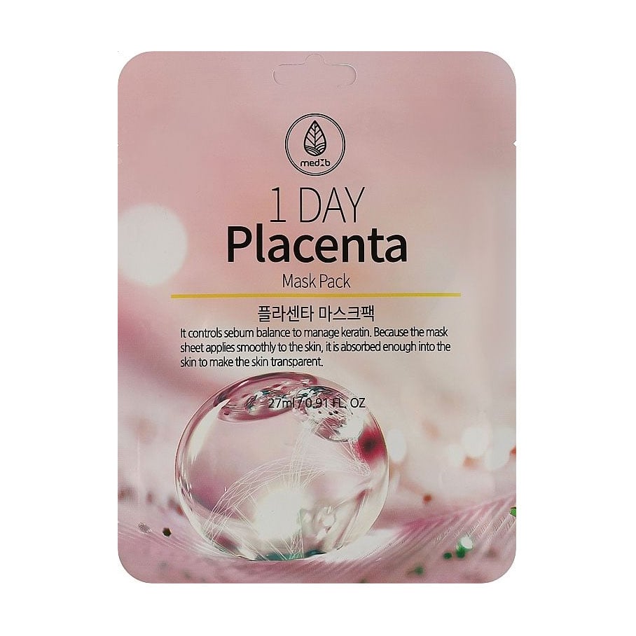 Тканинна маска для обличчя Med B 1 Day Placenta Mask Pack, 27 мл